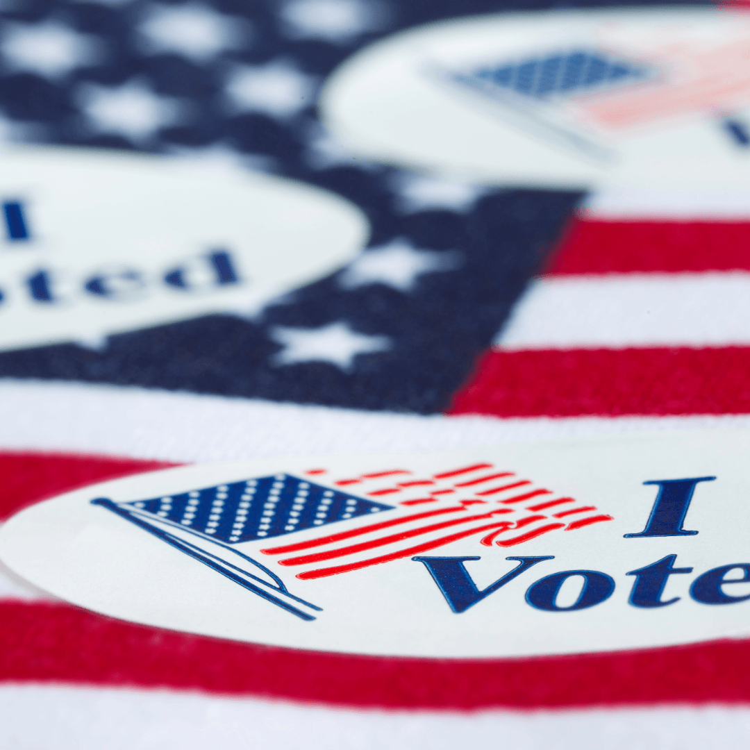 flags with i voted stickers