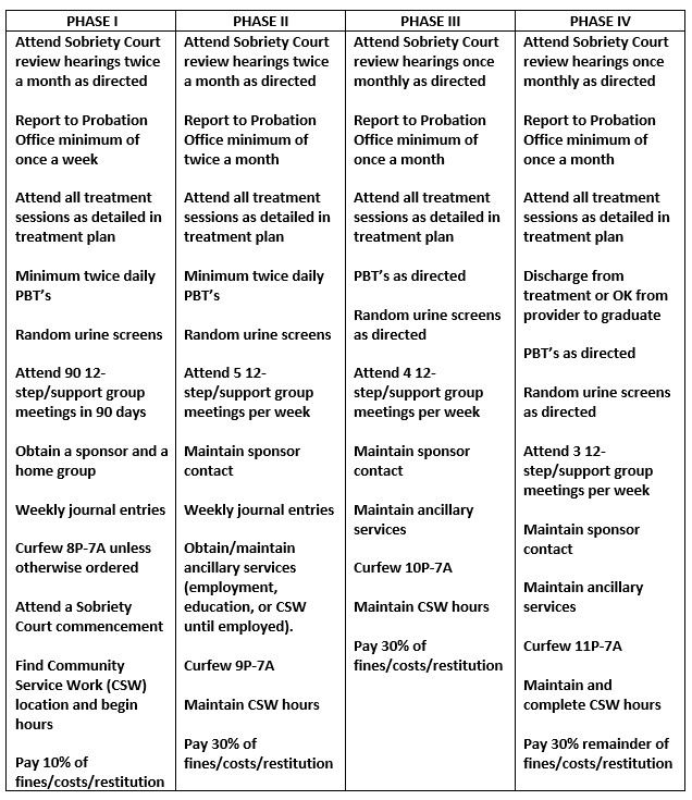 Sobriety Court Phases