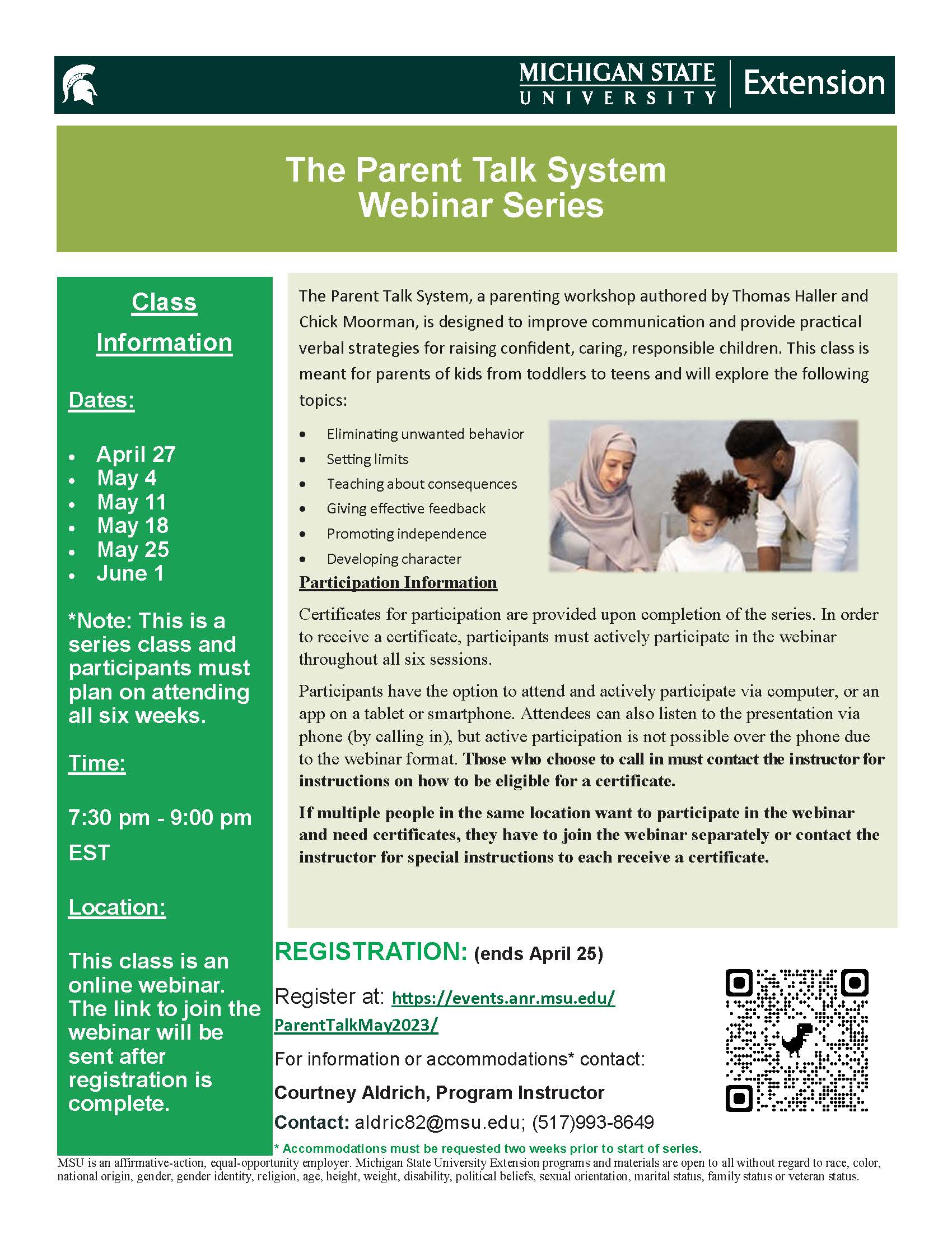Parent Talk flyer May